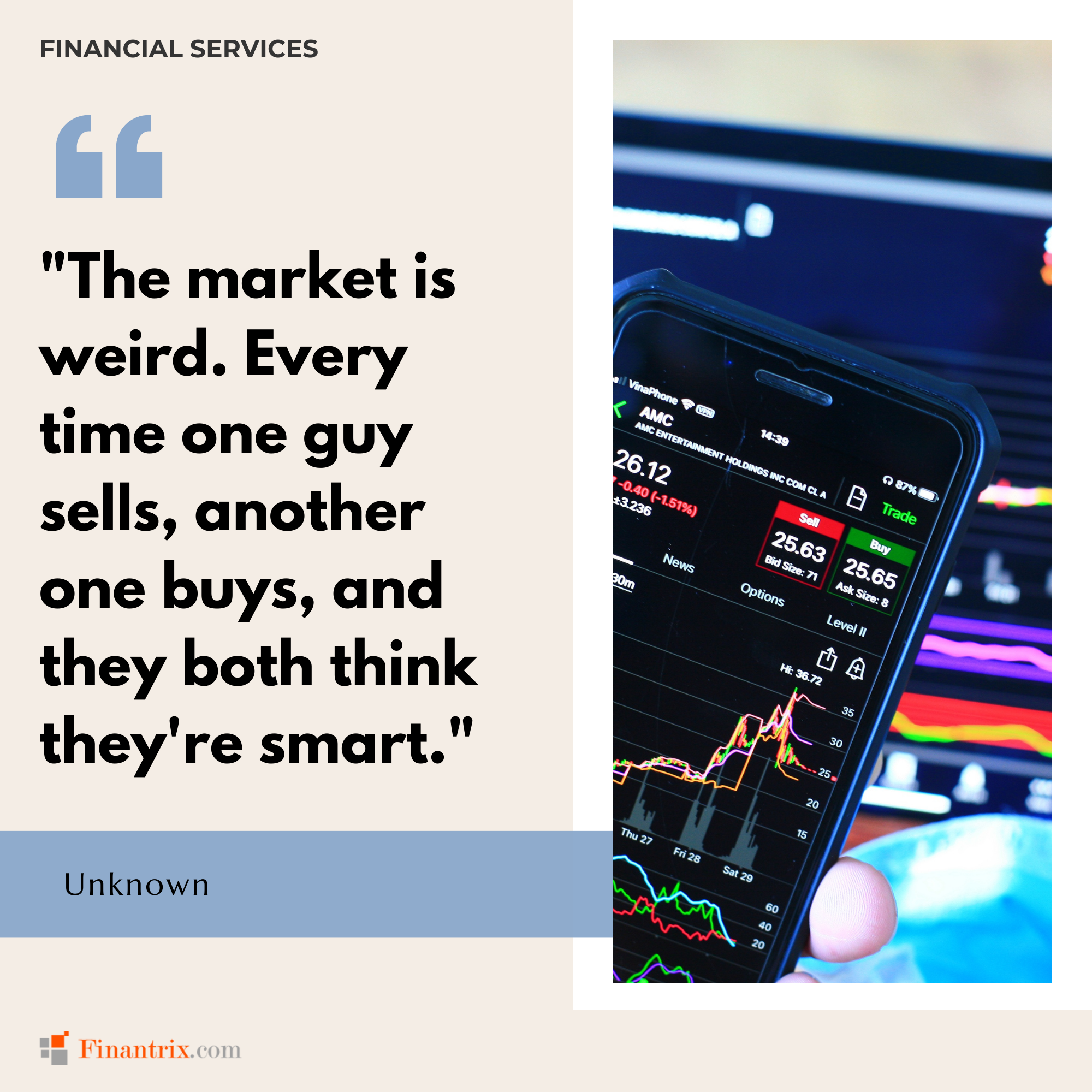 "The market is weird. Every time one guy sells, another one buys, and they both think they're smart." - Unknown