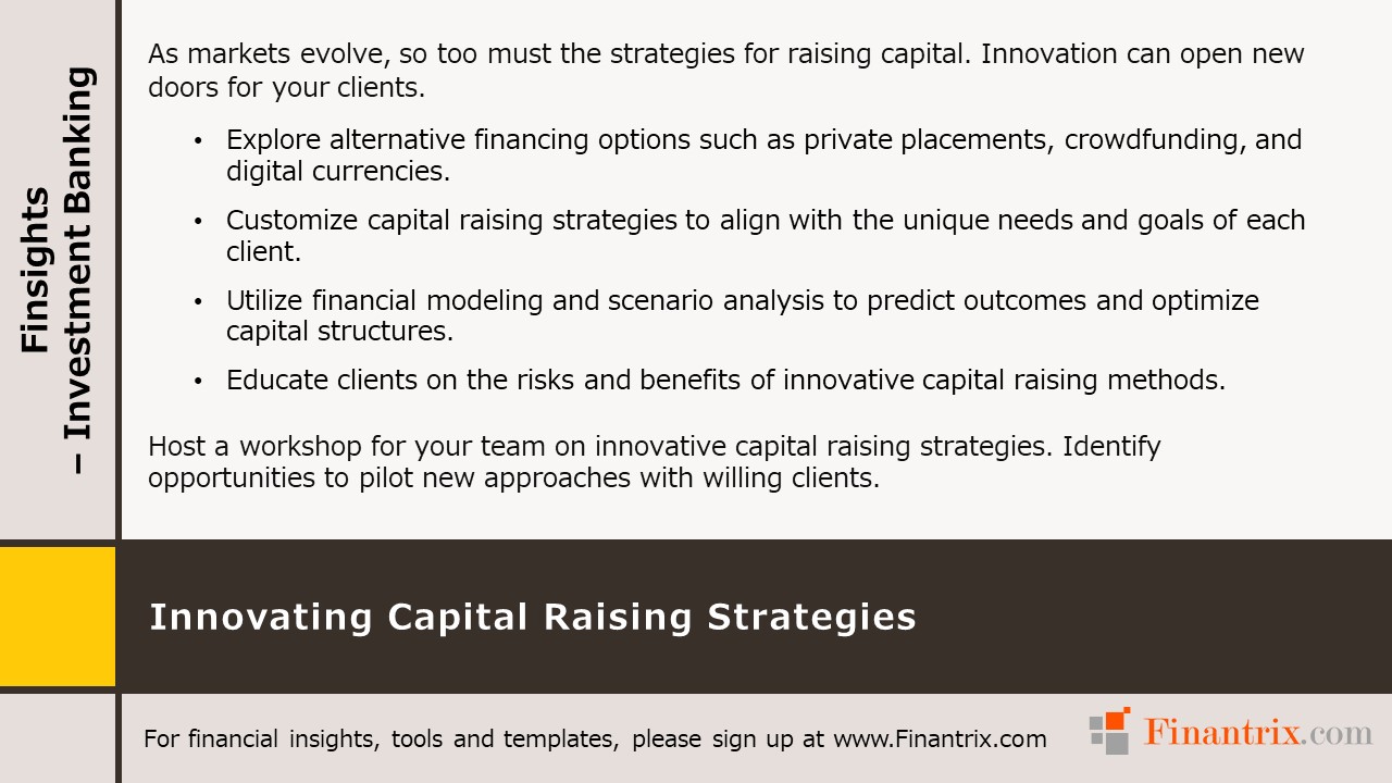 Innovating Capital Raising Strategies