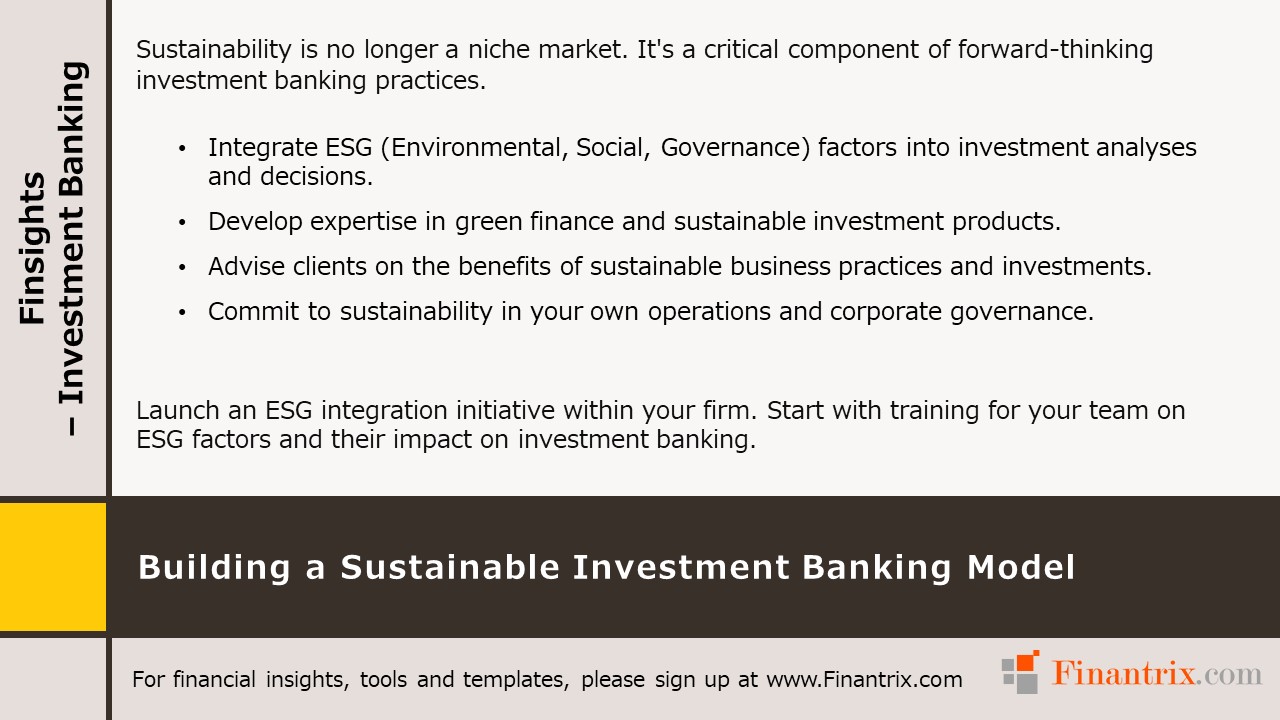 Building a Sustainable Investment Banking Model